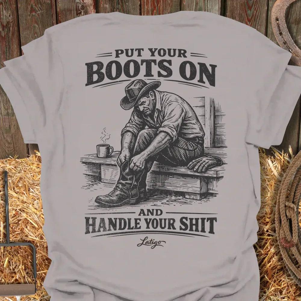 Printify T-Shirt Ice Grey / S Boots Tee