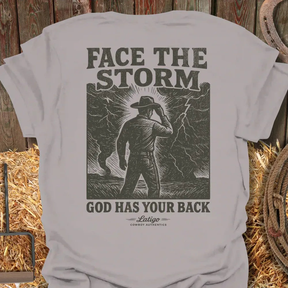 Printify T-Shirt Ice Grey / S Face The Storm Tee
