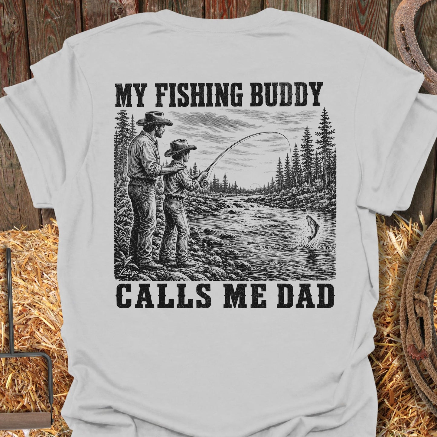 Printify T-Shirt Ice Grey / S Fishing Buddy Tee