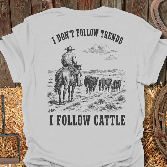 Printify T-Shirt Ice Grey / S Follow Cattle Tee