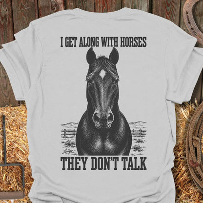 Printify T-Shirt Ice Grey / S Horses Don'T Talk Tee