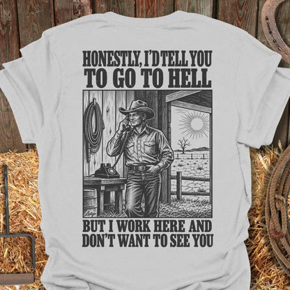 Printify T-Shirt Ice Grey / S I Work Here Tee