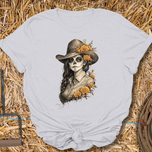 Printify T-Shirt Ice Grey / S Marigold Muerta Tee