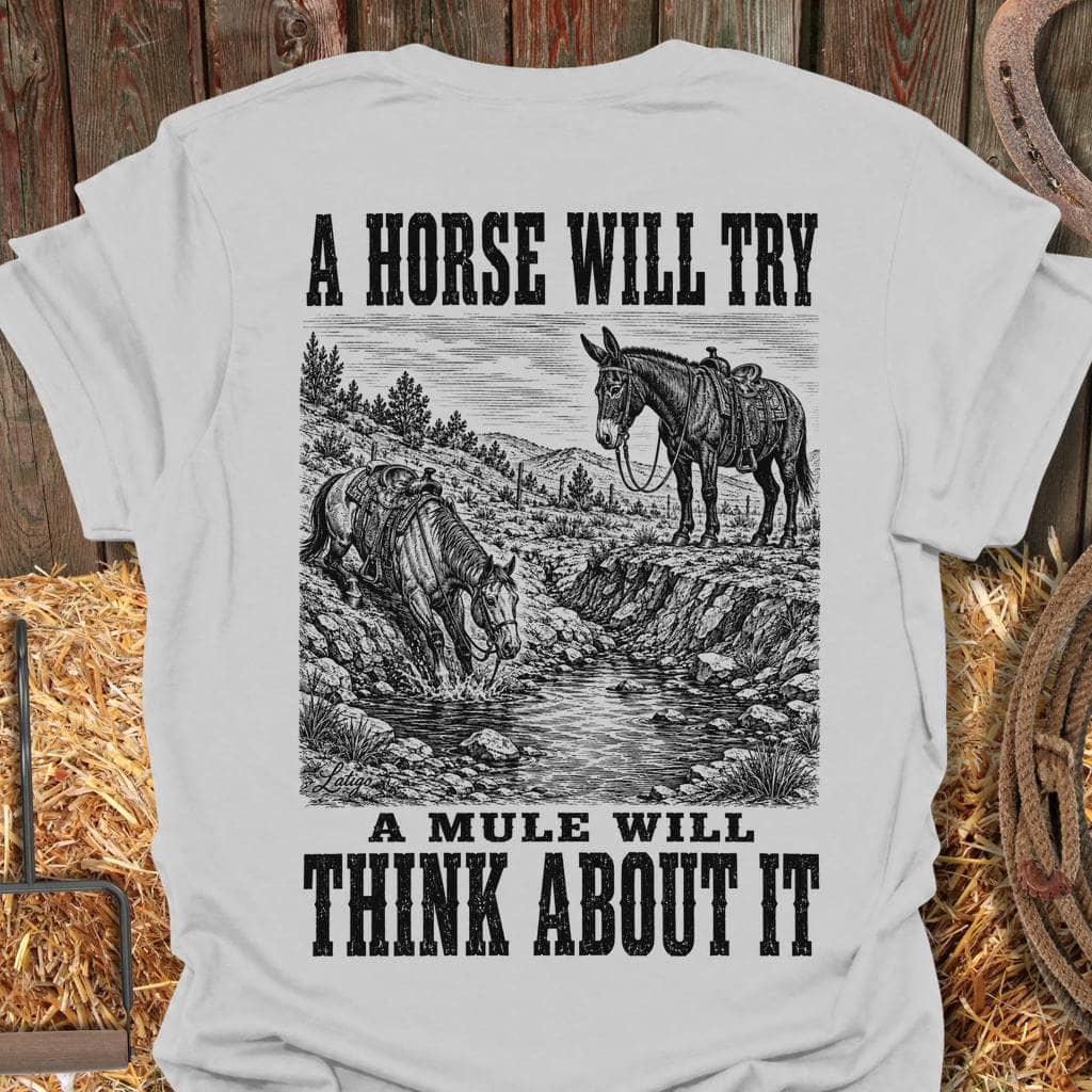 Printify T-Shirt Ice Grey / S Mule Will Think Tee