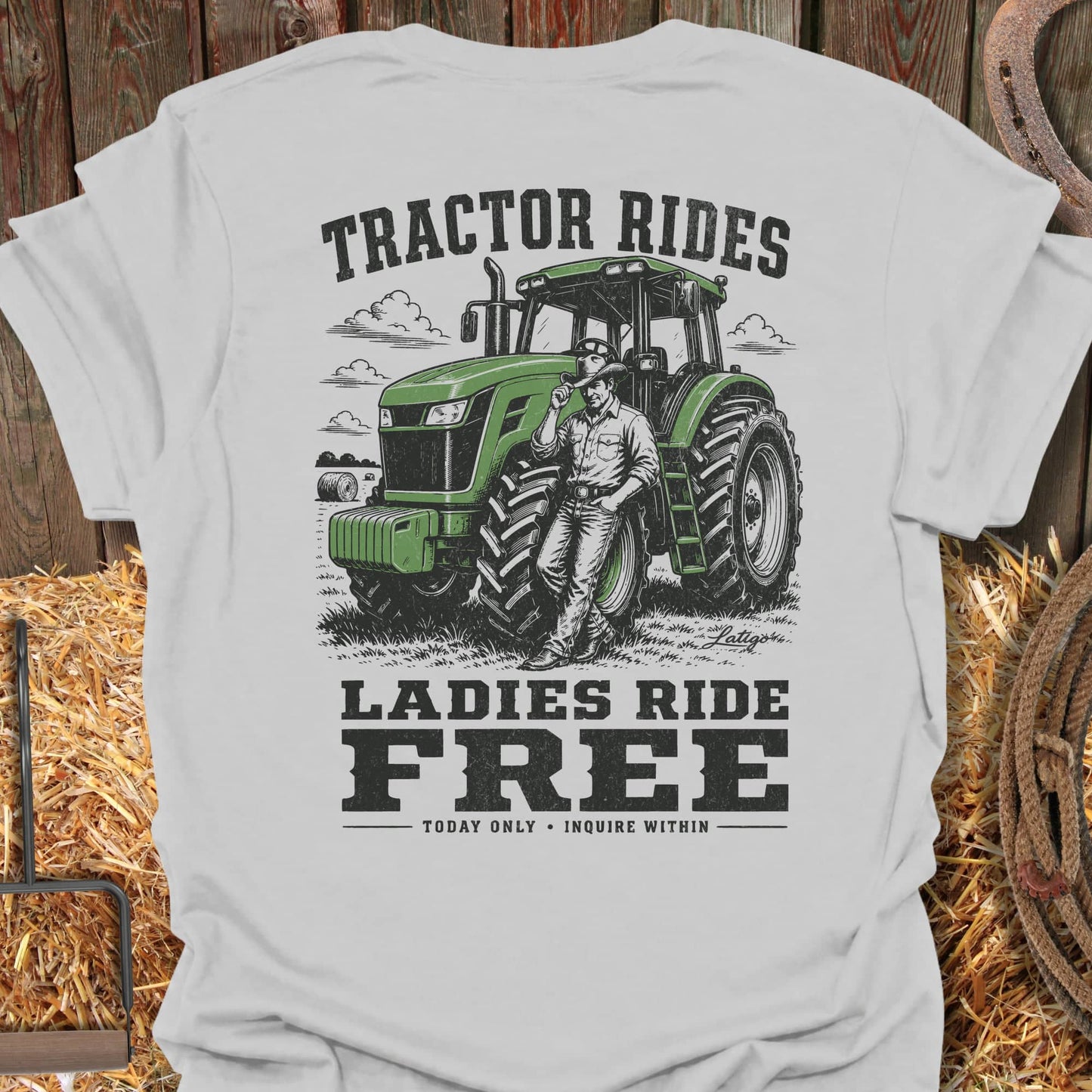Printify T-Shirt Ice Grey / S Tractor Rides Tee