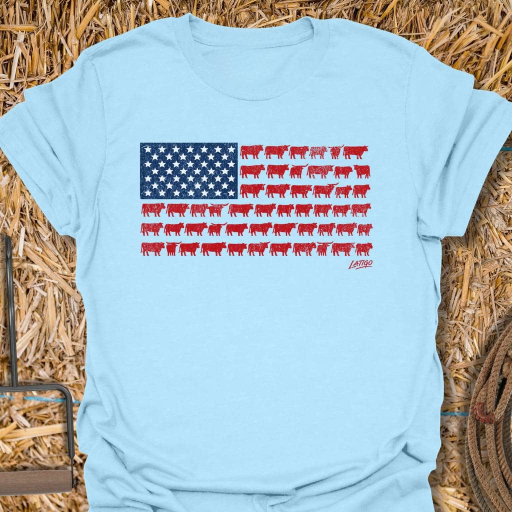 Printify T-Shirt Light Blue / S Beef Flag Tee
