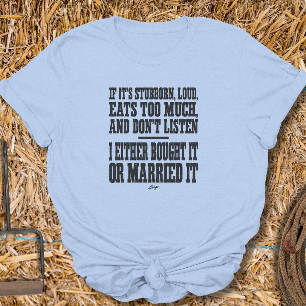 Printify T-Shirt Light Blue / S Bought Or Married Tee