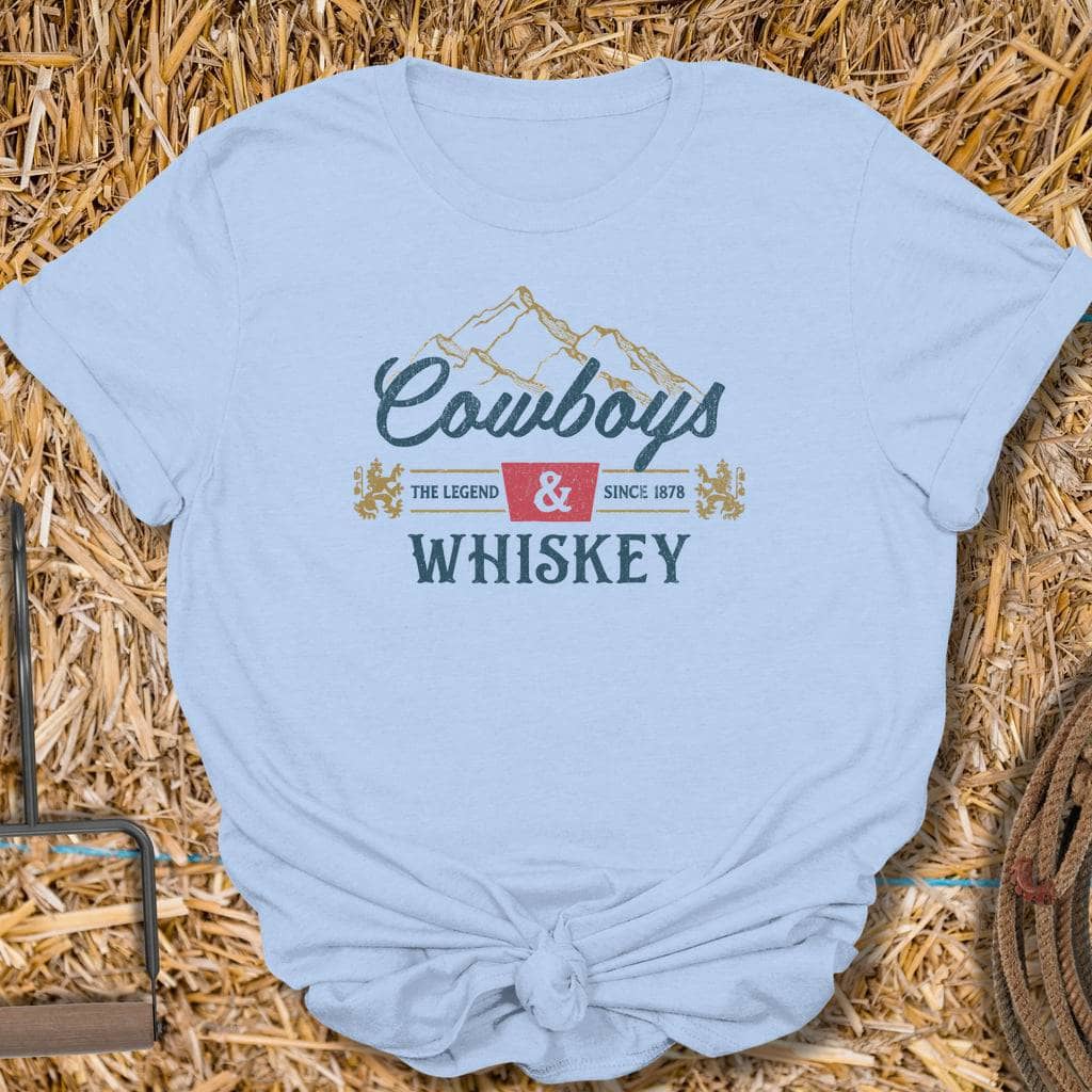 Printify T-Shirt Light Blue / S Cowboys & Whiskey Tee