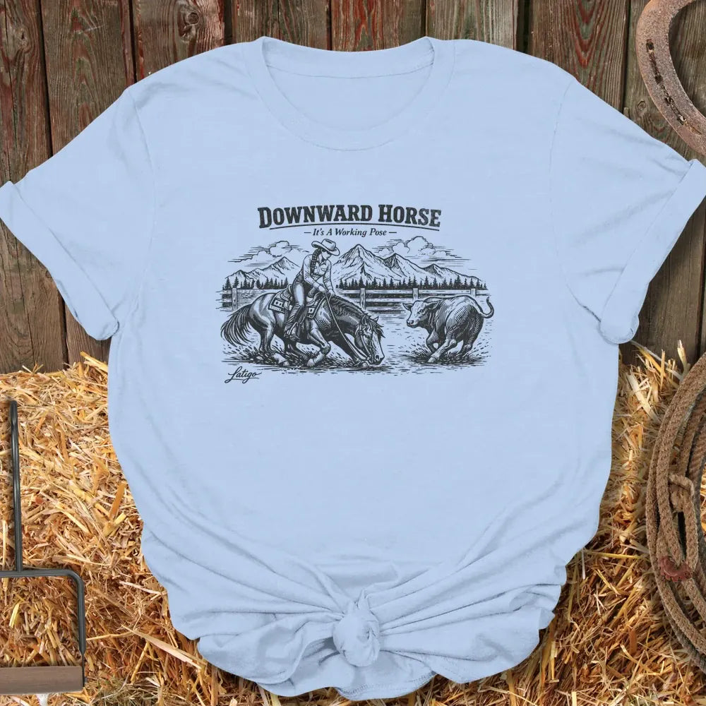 Printify T-Shirt Light Blue / S Downward Horse Tee