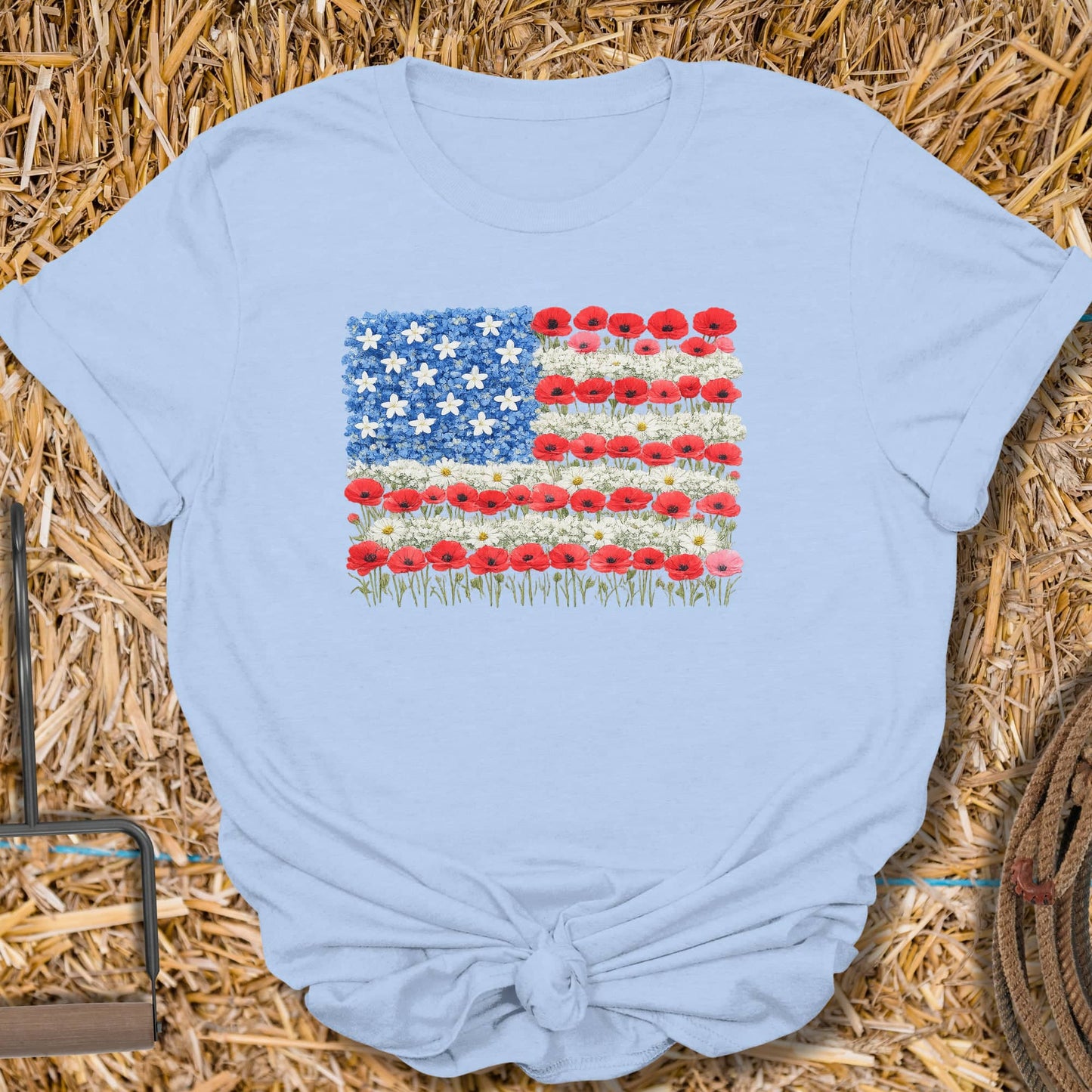 Printify T-Shirt Light Blue / S Flower Flag Tee