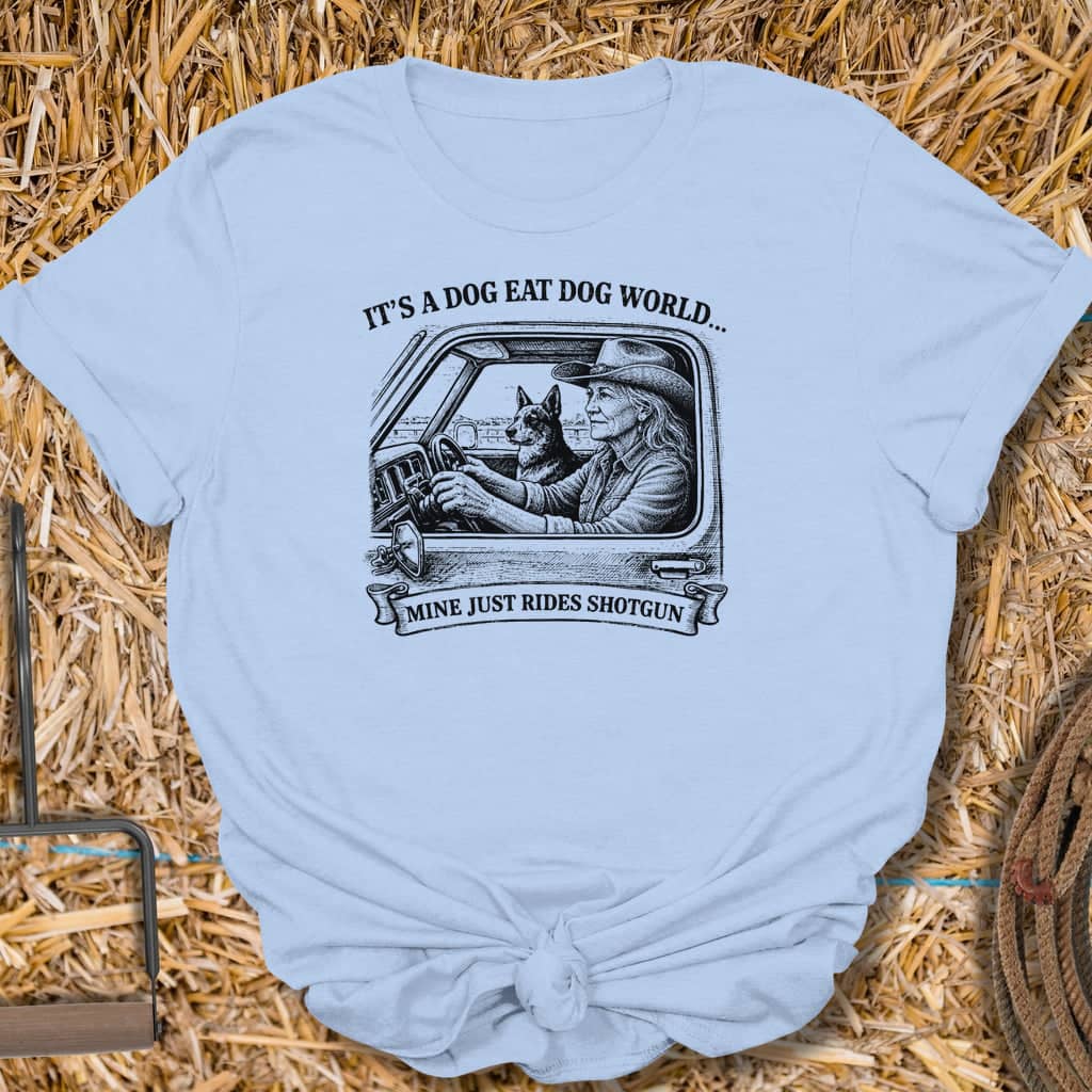 Printify T-Shirt Light Blue / S Rides Shotgun Tee