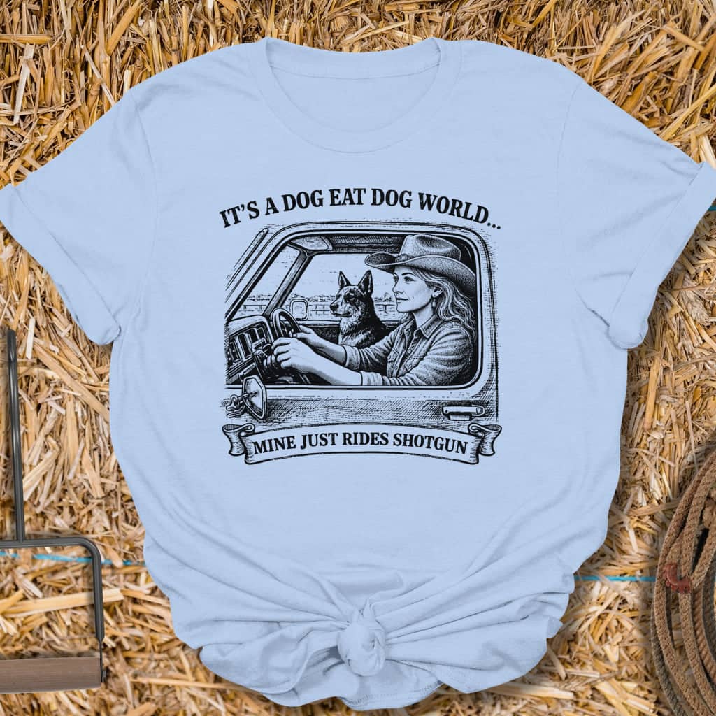 Printify T-Shirt Light Blue / S Rides Shotgun Tee