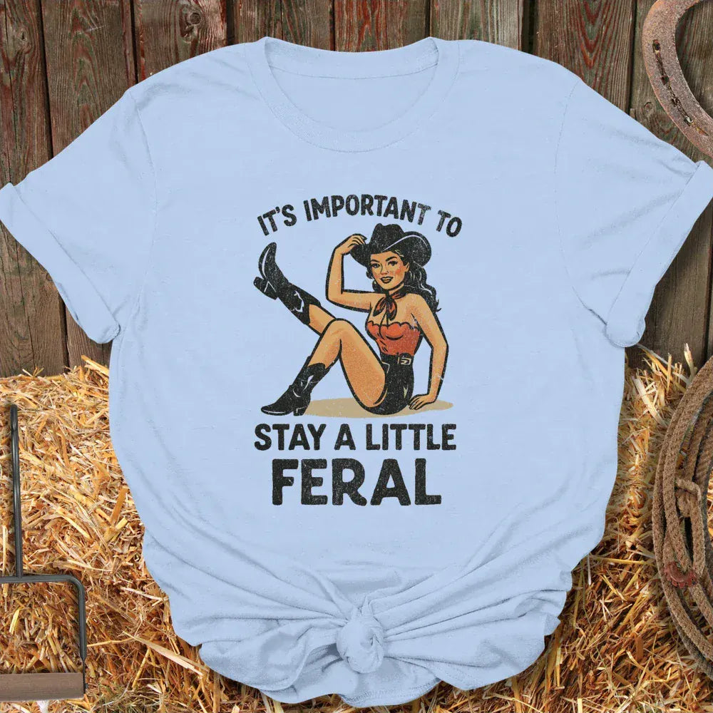 Printify T-Shirt Light Blue / S Stay Feral Tee