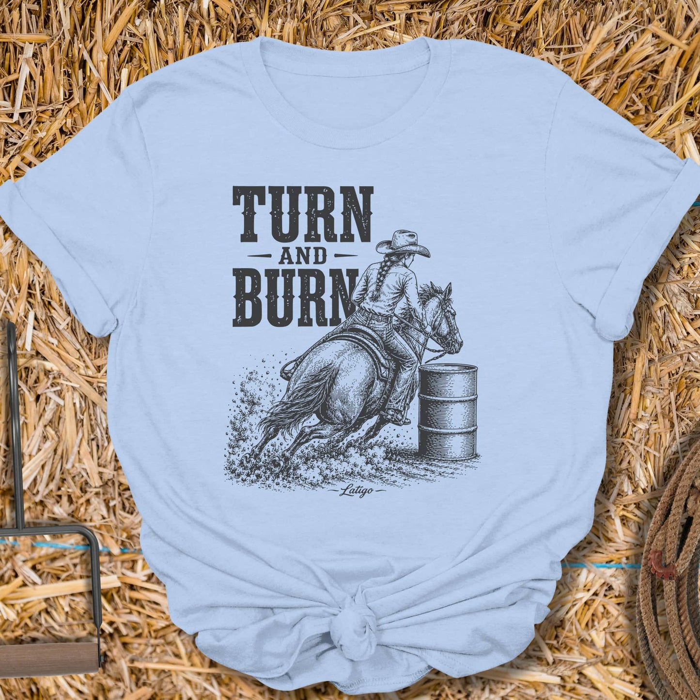 Printify T-Shirt Light Blue / S Turn And Burn Tee
