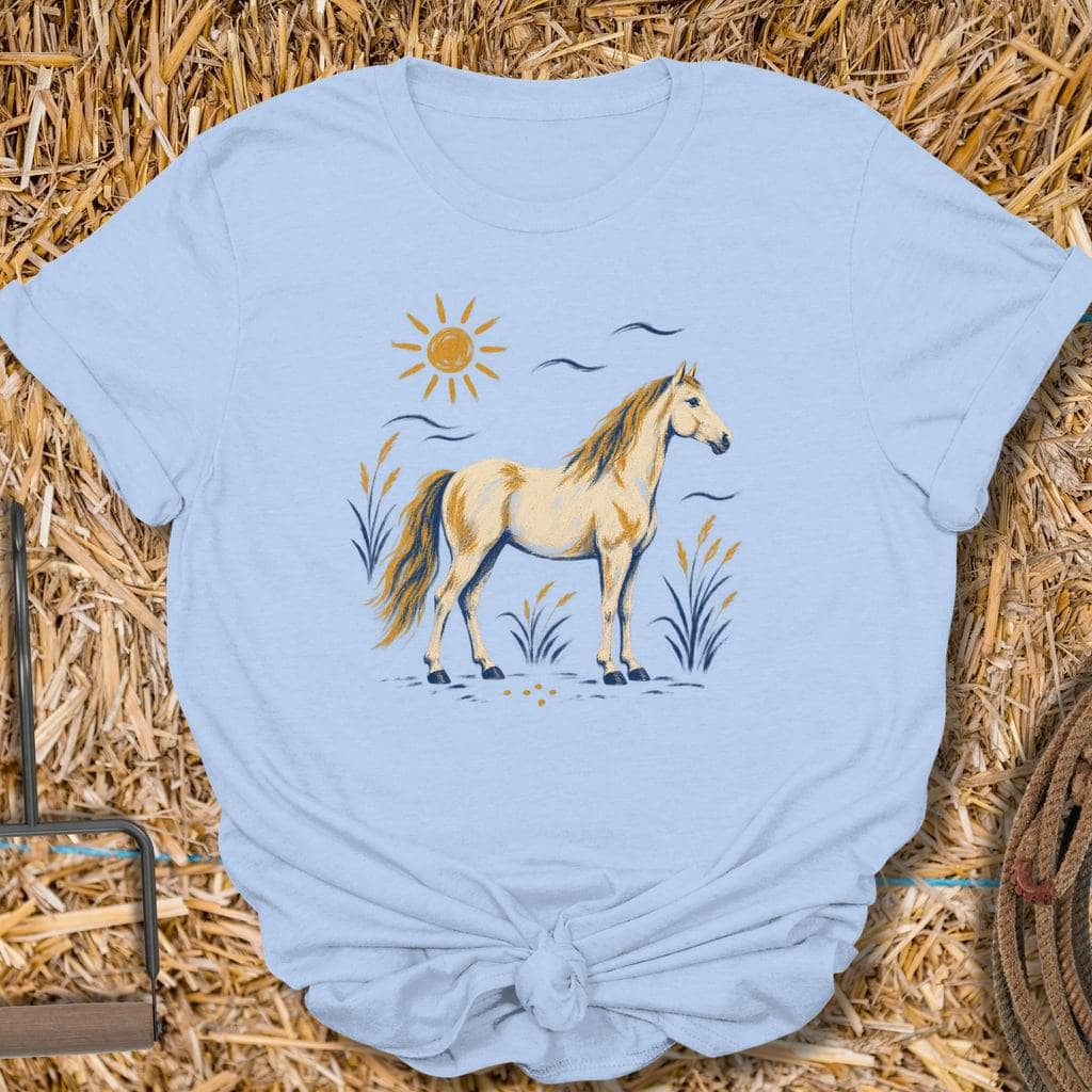 Printify T-Shirt Light Blue / S Wild Mustang Tee