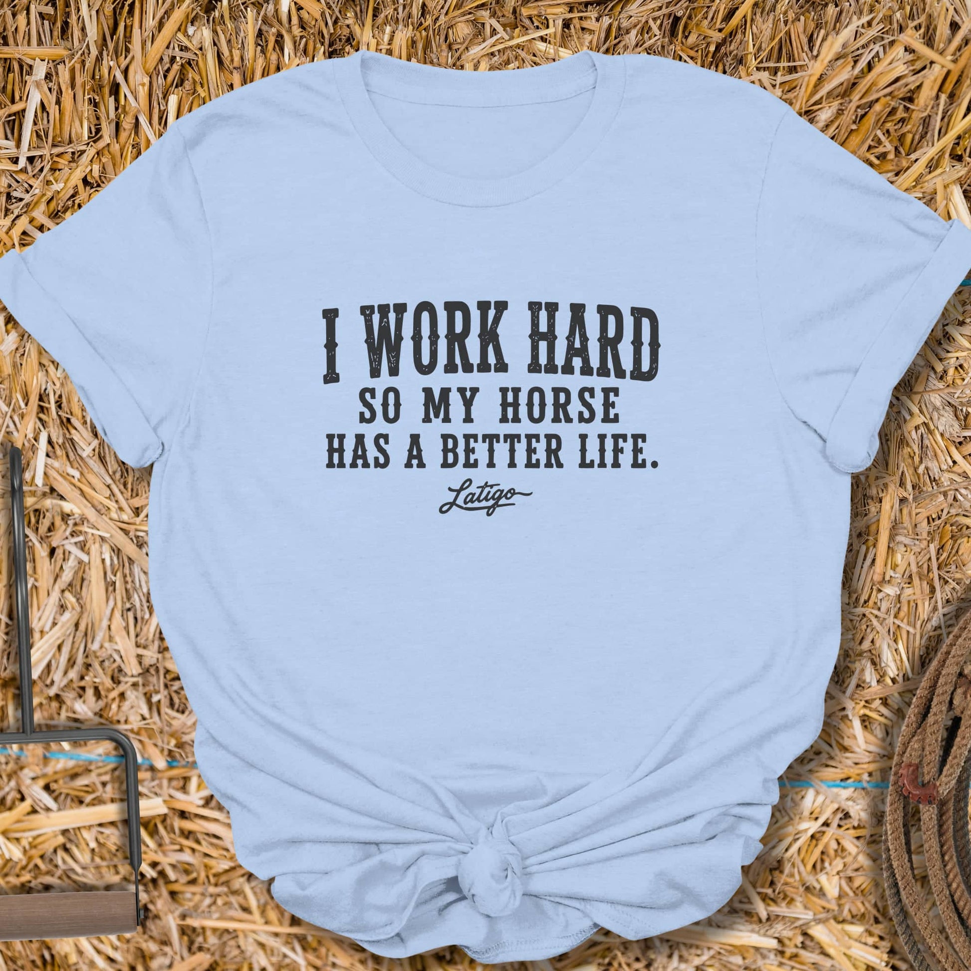 Printify T-Shirt Light Blue / S Work Hard Tee