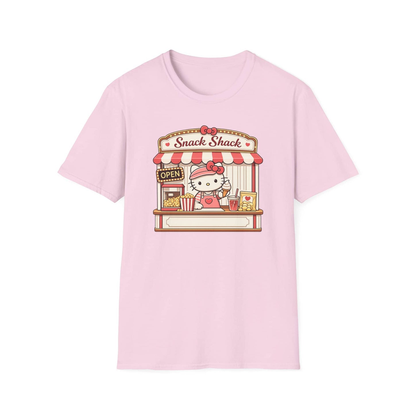 Printify T-Shirt Light Pink / M Snack Shack T‑Shirt — Cute Hello Kitty Snack Stand Graphic Tee