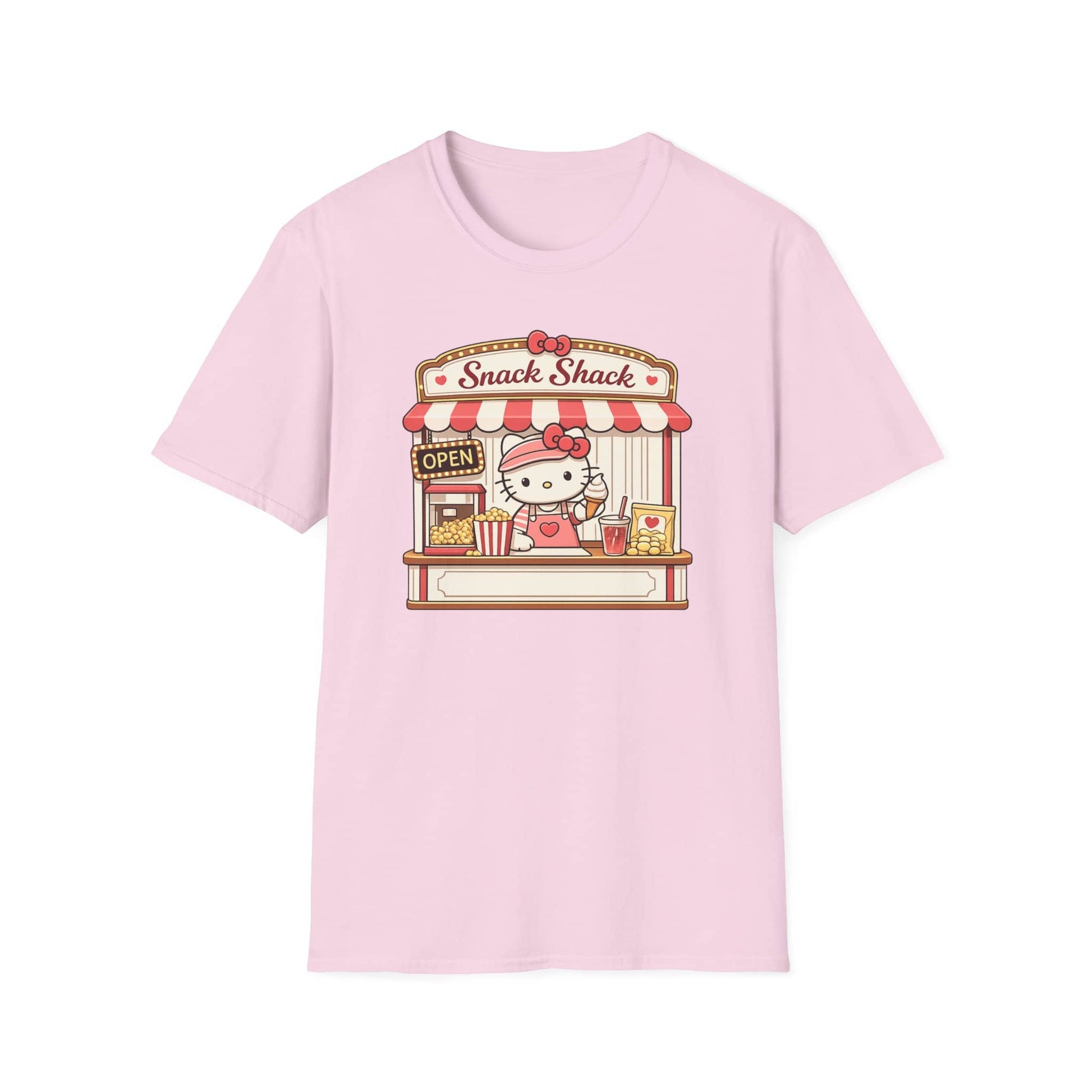 Printify T-Shirt Light Pink / M Snack Shack T‑Shirt — Cute Hello Kitty Snack Stand Graphic Tee