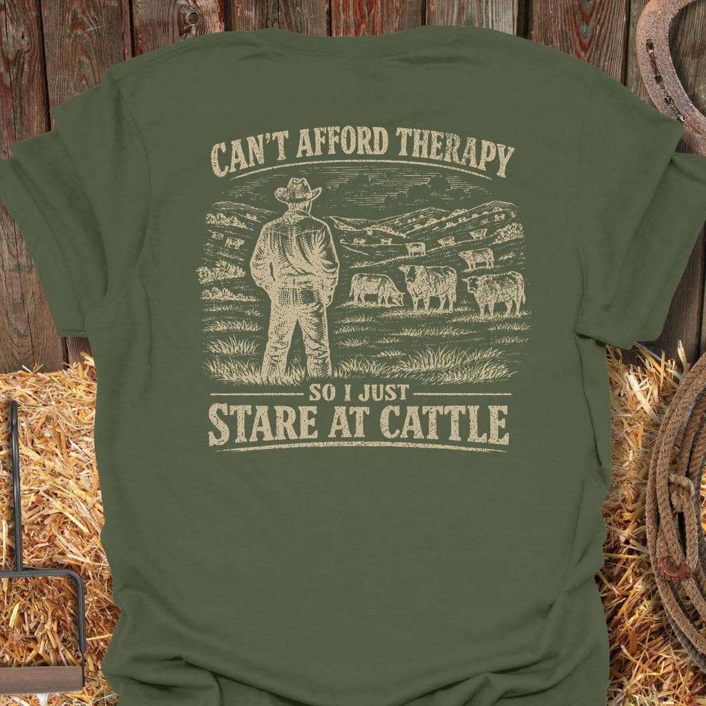 Printify T-Shirt Military Green / 4XL Cattle Therapy Big Country Tee
