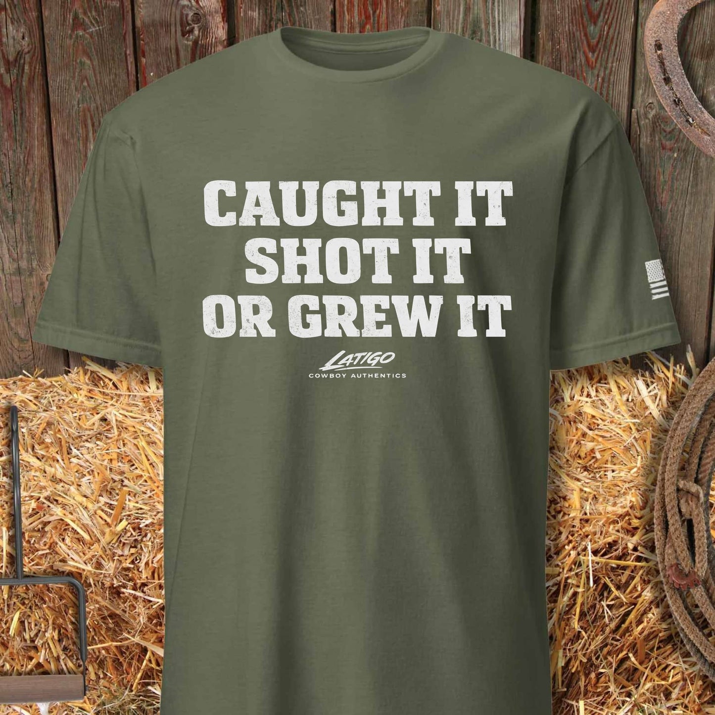 Printify T-Shirt Military Green / S Caught It Tee