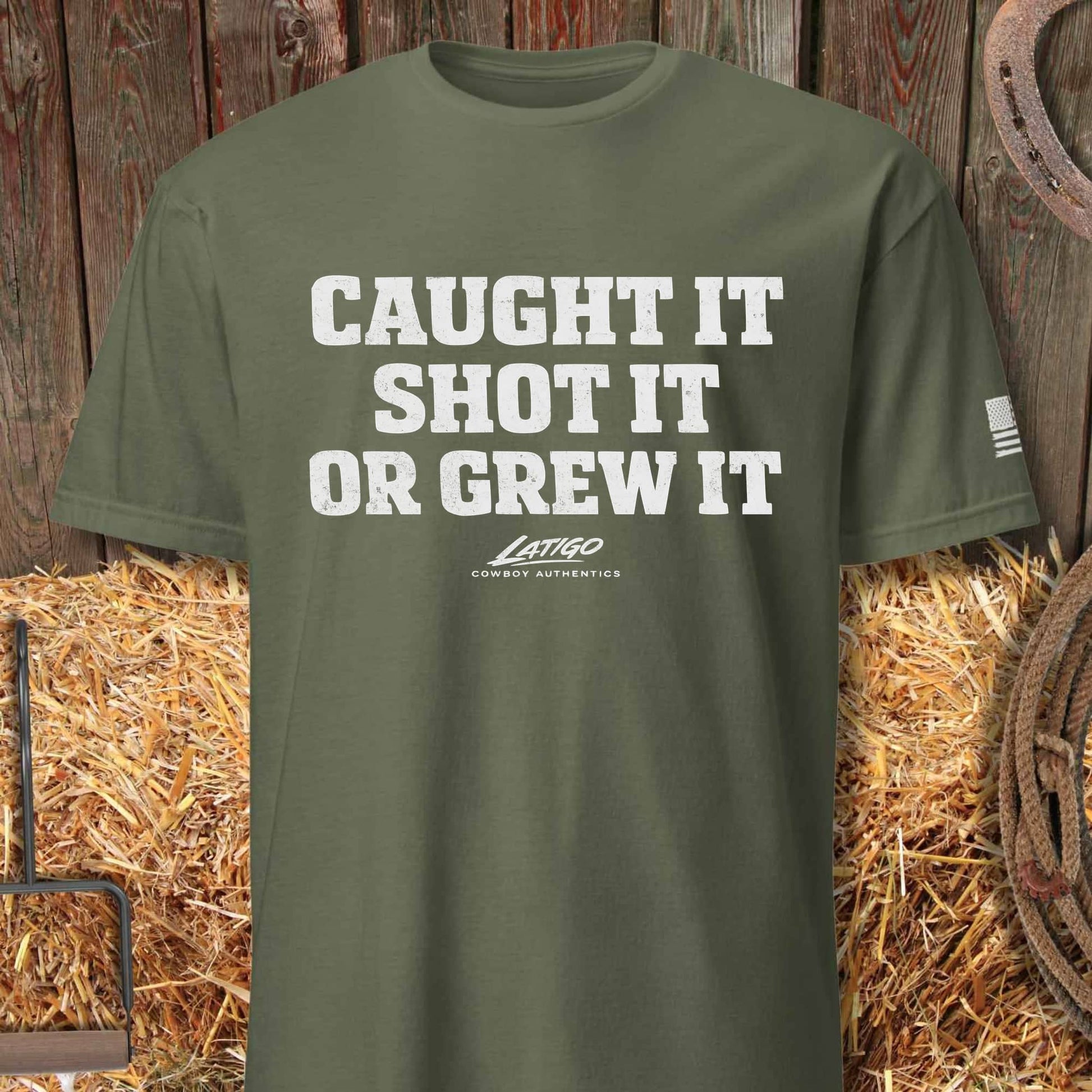 Printify T-Shirt Military Green / S Caught It Tee