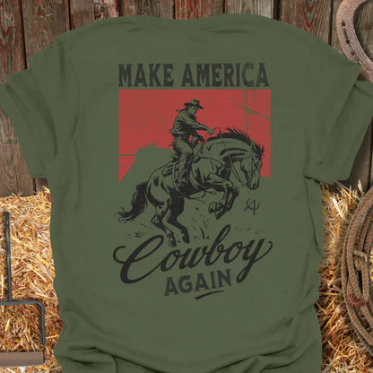 Printify T-Shirt Military Green / S Cowboy Again Tee