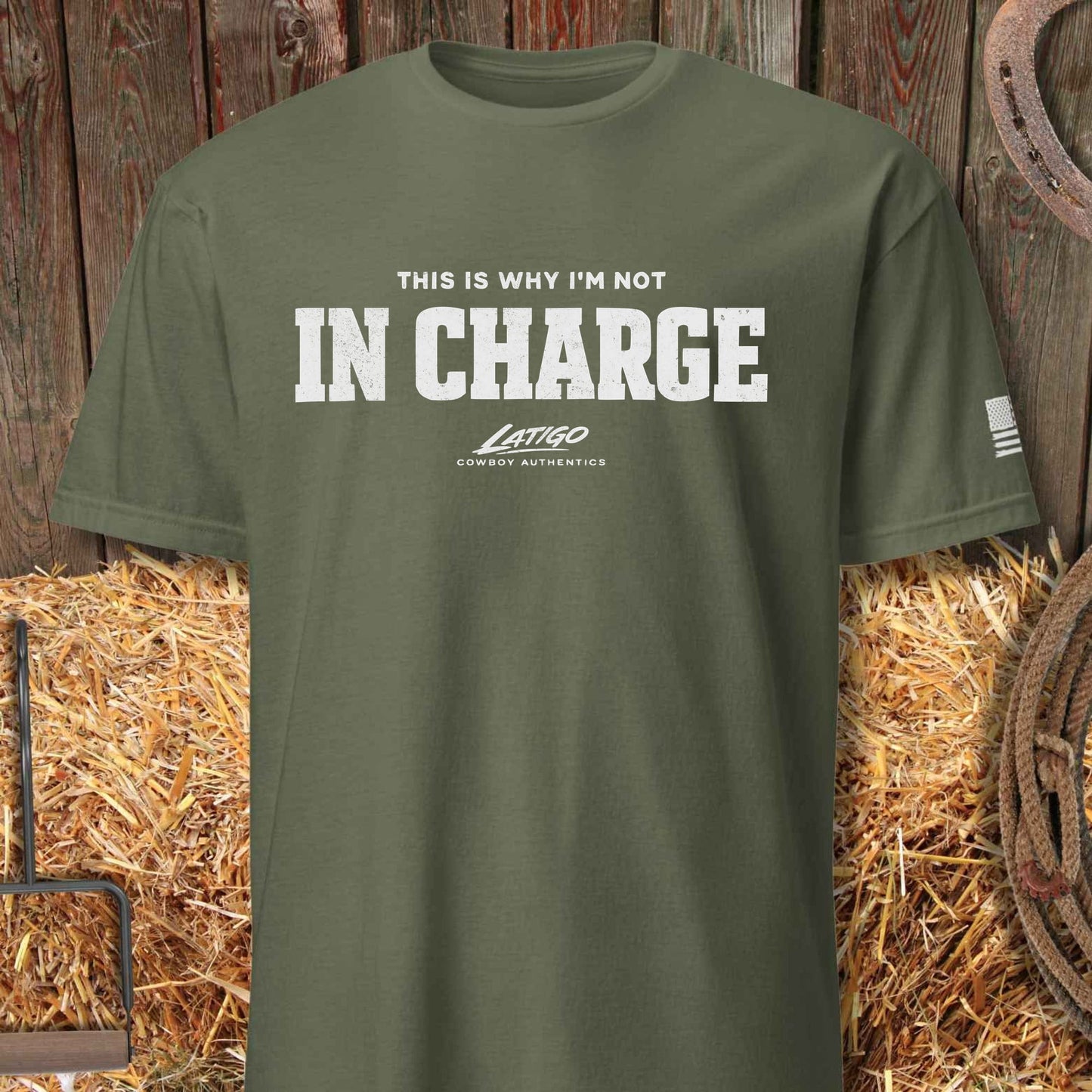 Printify T-Shirt Military Green / S In Charge