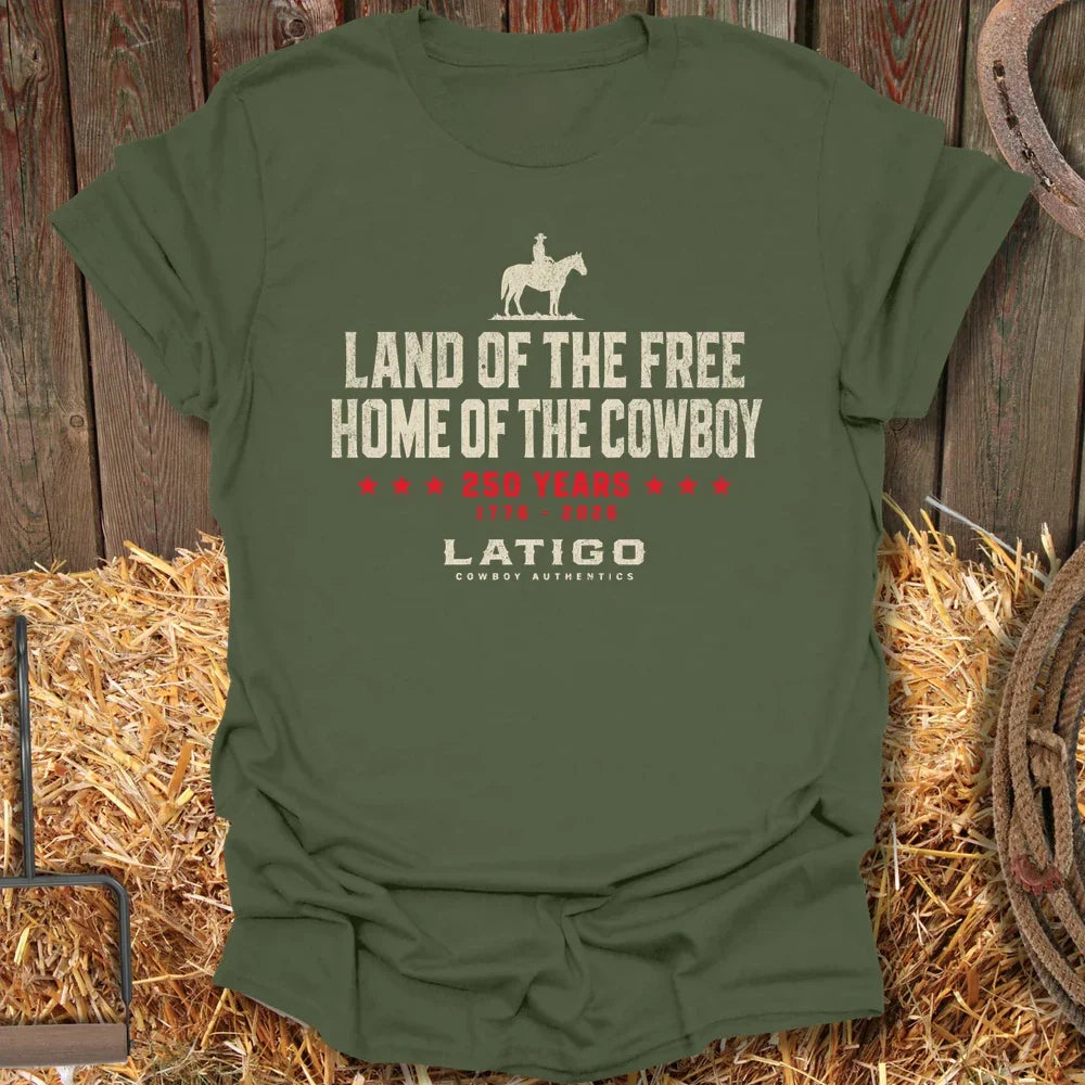 Printify T-Shirt Military Green / S Land Of The Free Dark Tee