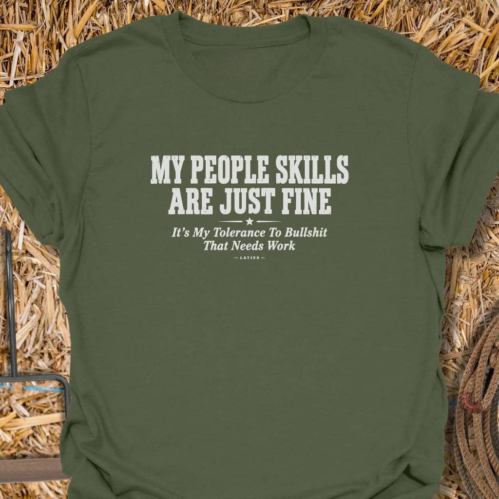 Printify T-Shirt Military Green / S People Skills Tee