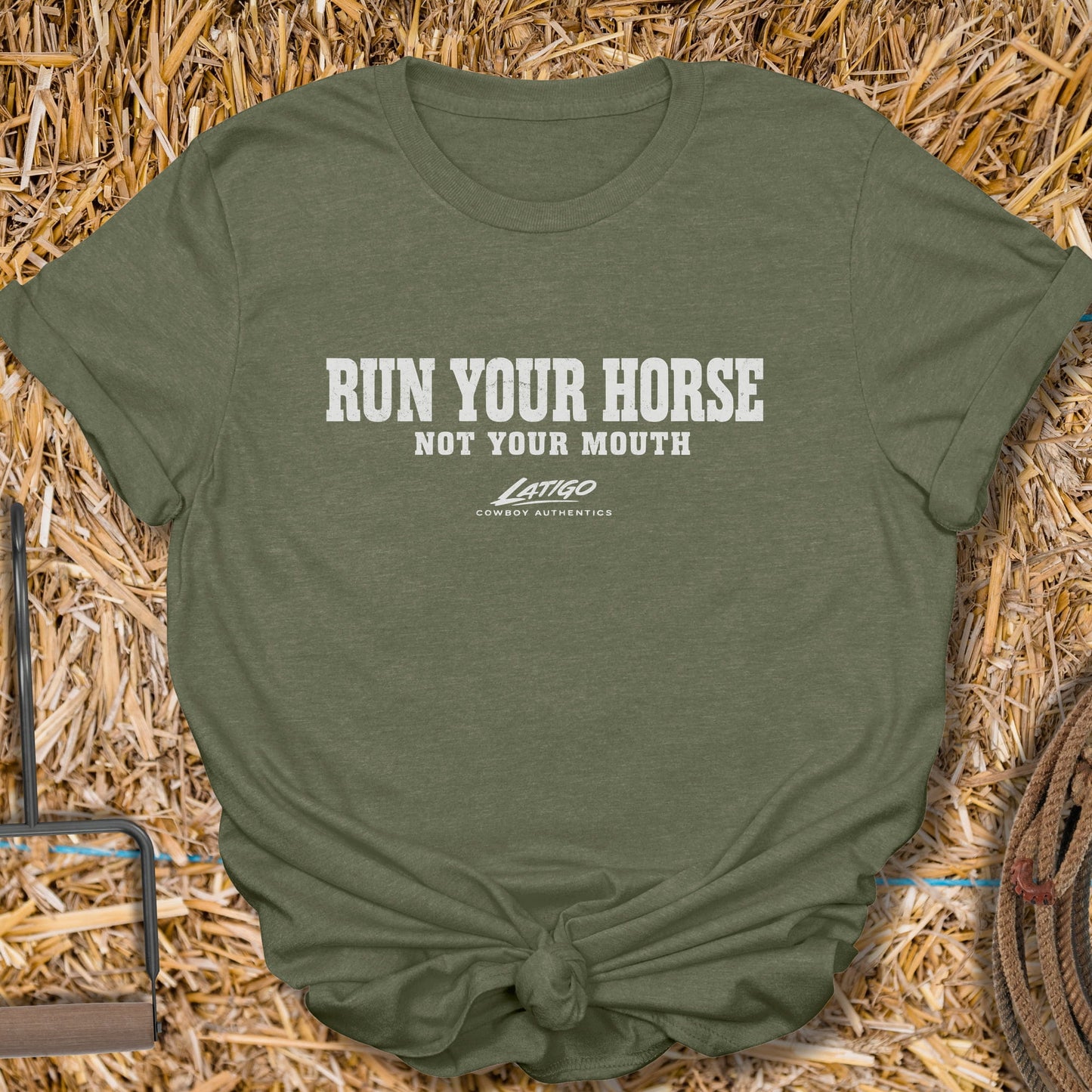 Printify T-Shirt Military Green / S Run Your Horse Tee