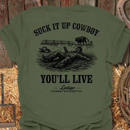 Printify T-Shirt Military Green / S Suck It Up Tee