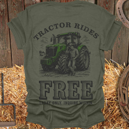 Printify T-Shirt Military Green / S Tractor Rides Tee