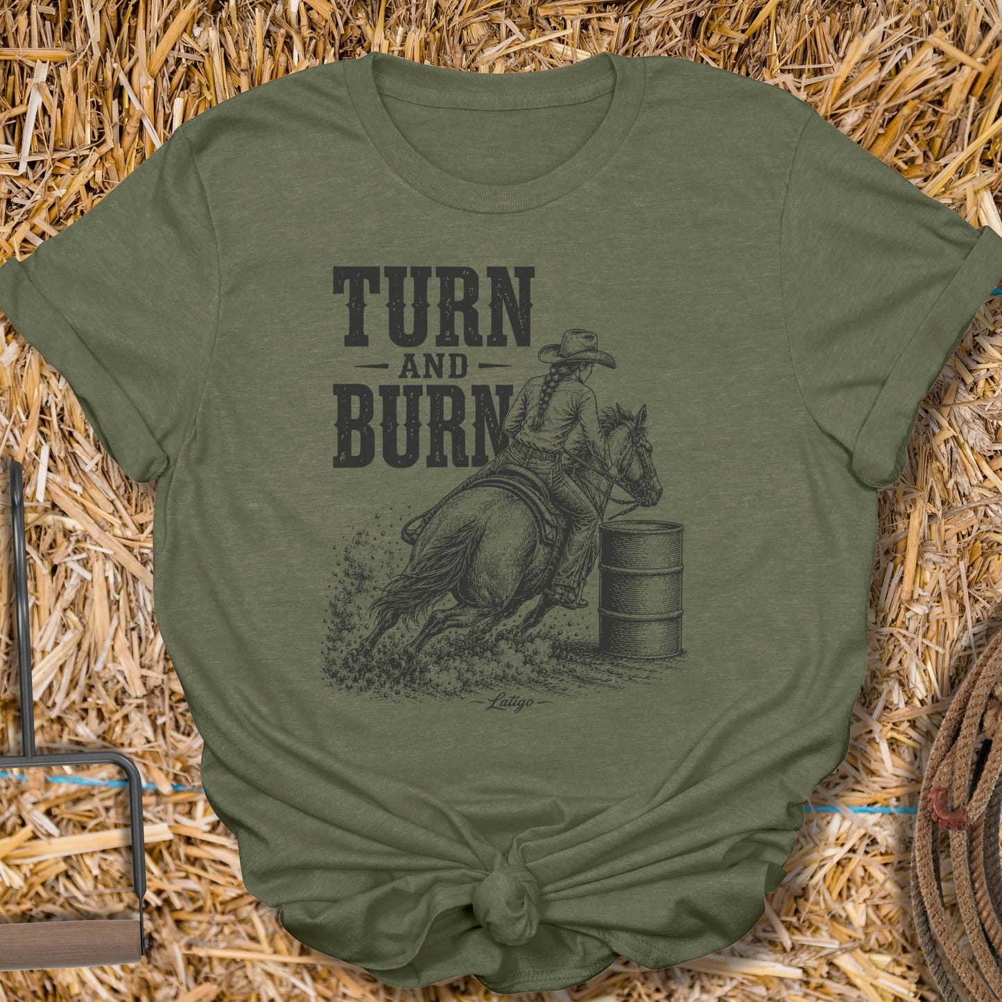 Printify T-Shirt Military Green / S Turn And Burn Tee
