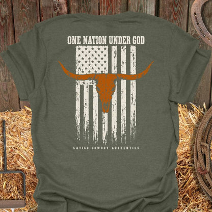 Printify T-Shirt Military Green / S Under God Tee