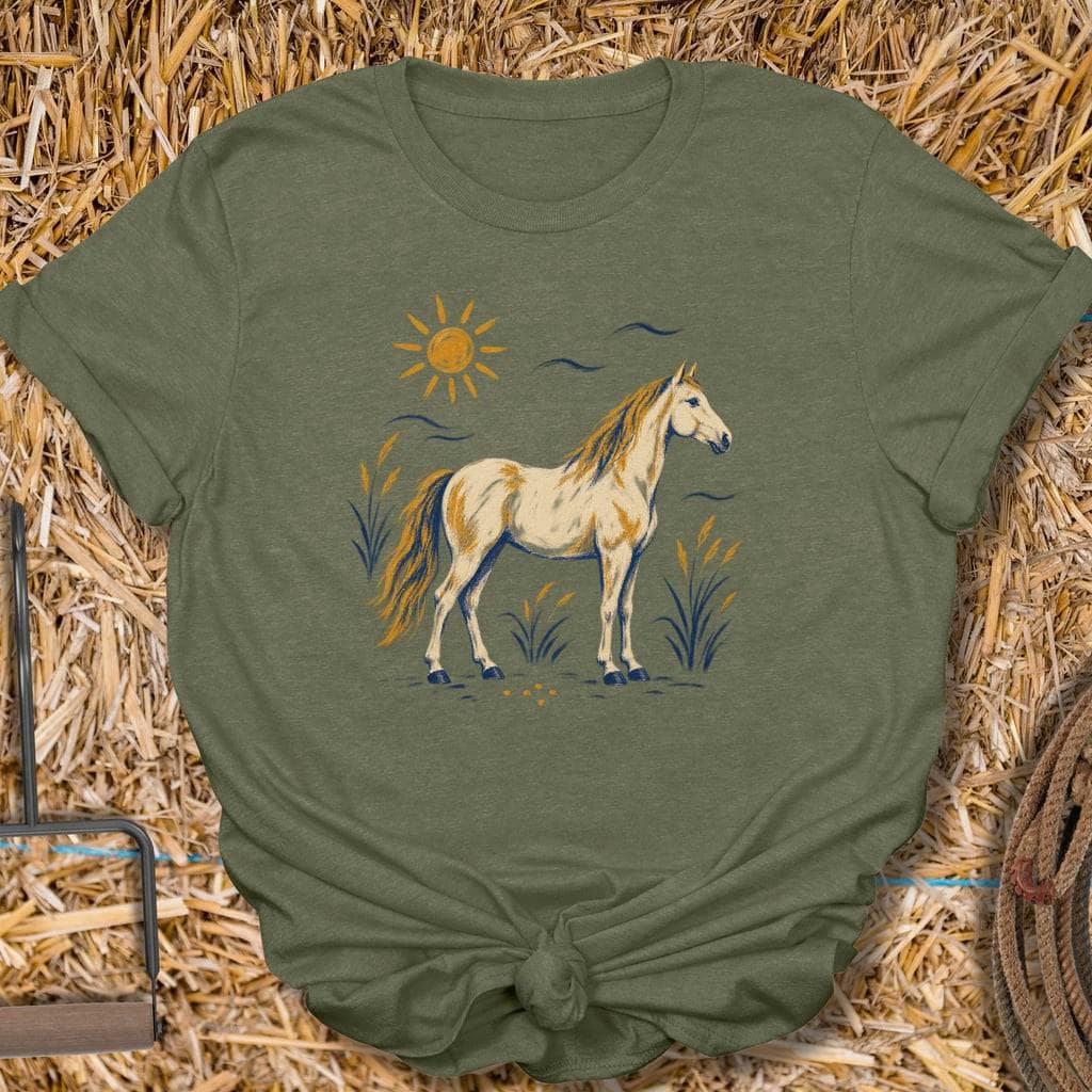 Printify T-Shirt Military Green / S Wild Mustang Tee