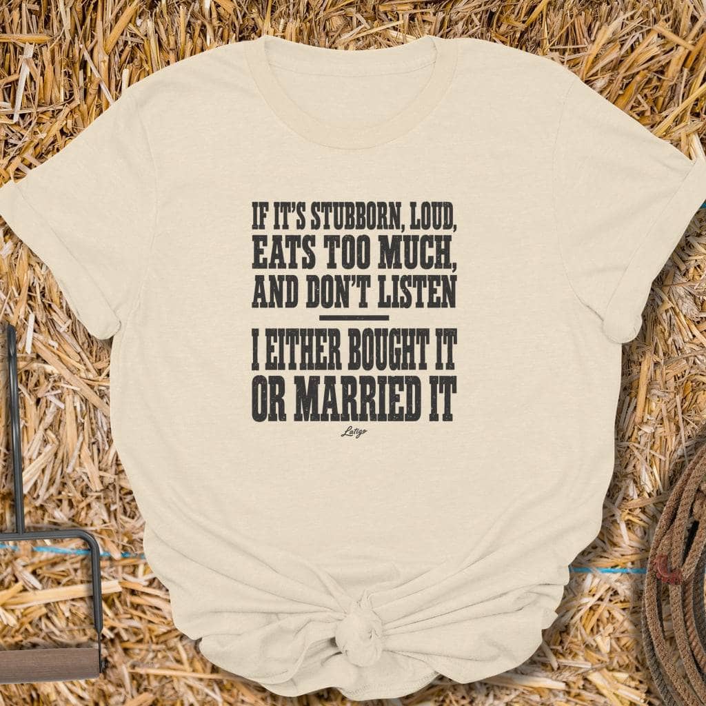 Printify T-Shirt Natural / S Bought Or Married Tee