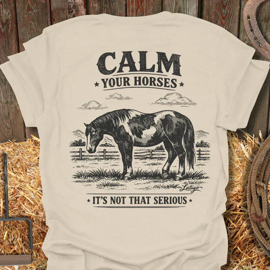 Printify T-Shirt Natural / S Calm Your Horses Tee