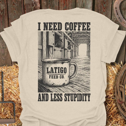 Printify T-Shirt Natural / S Coffee & Stupidity Tee