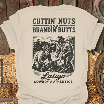 Printify T-Shirt Natural / S Cuttin Nuts Tee