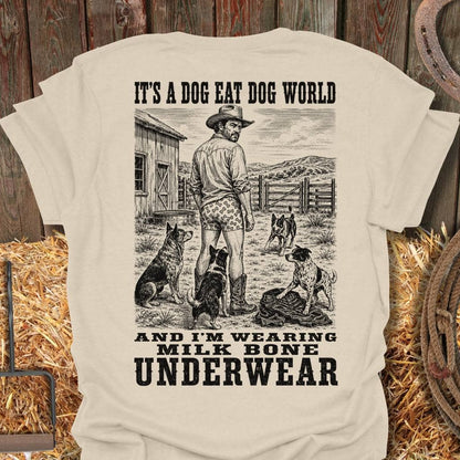 Printify T-Shirt Natural / S Dog Eat Dog Tee