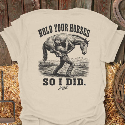 Printify T-Shirt Natural / S Hold Your Horses Tee