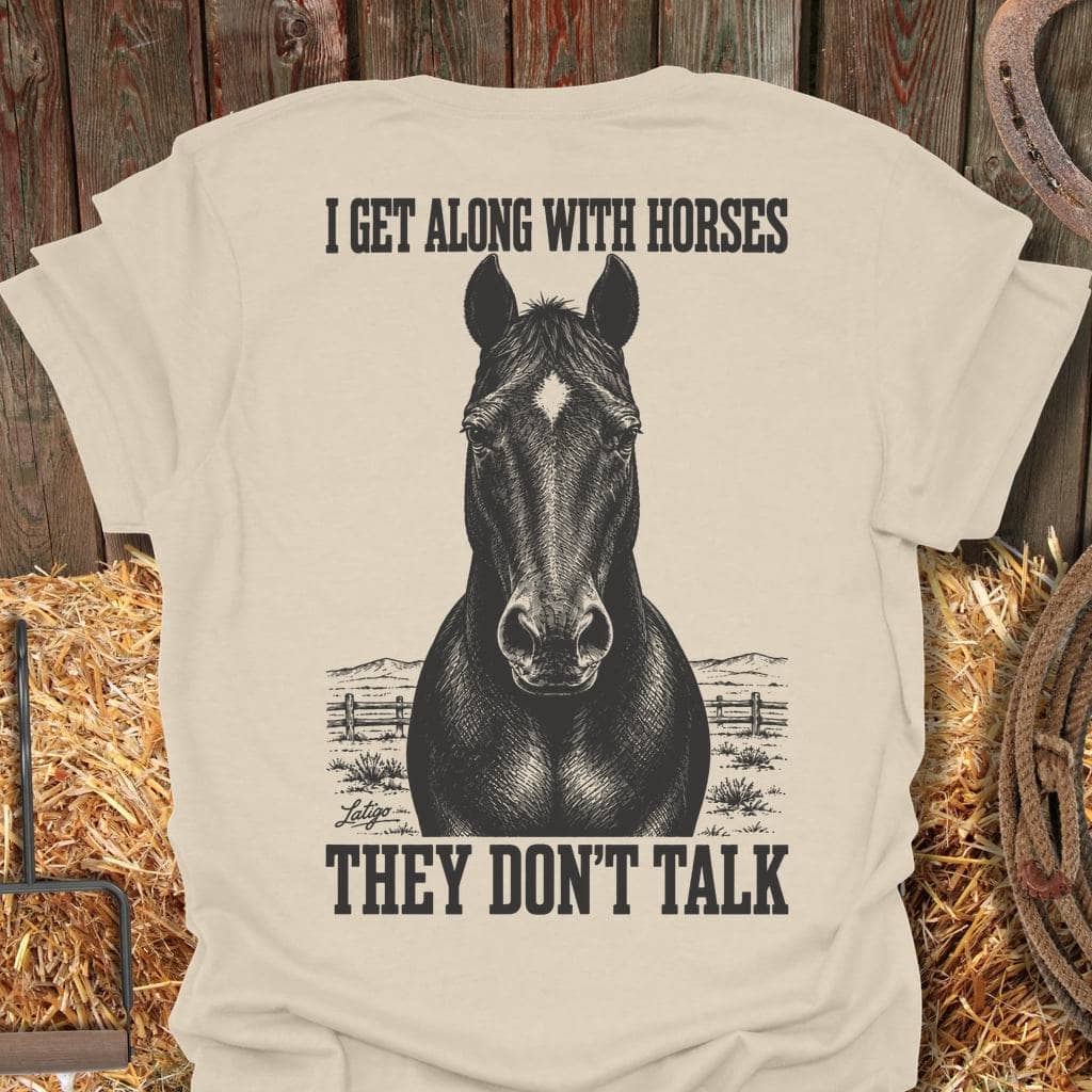 Printify T-Shirt Natural / S Horses Don'T Talk Tee