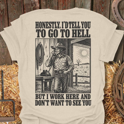 Printify T-Shirt Natural / S I Work Here Tee