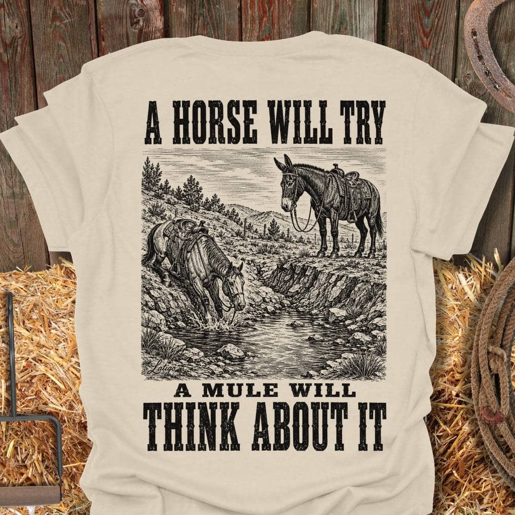Printify T-Shirt Natural / S Mule Will Think Tee