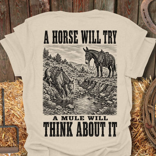 Printify T-Shirt Natural / S Mule Will Think Tee