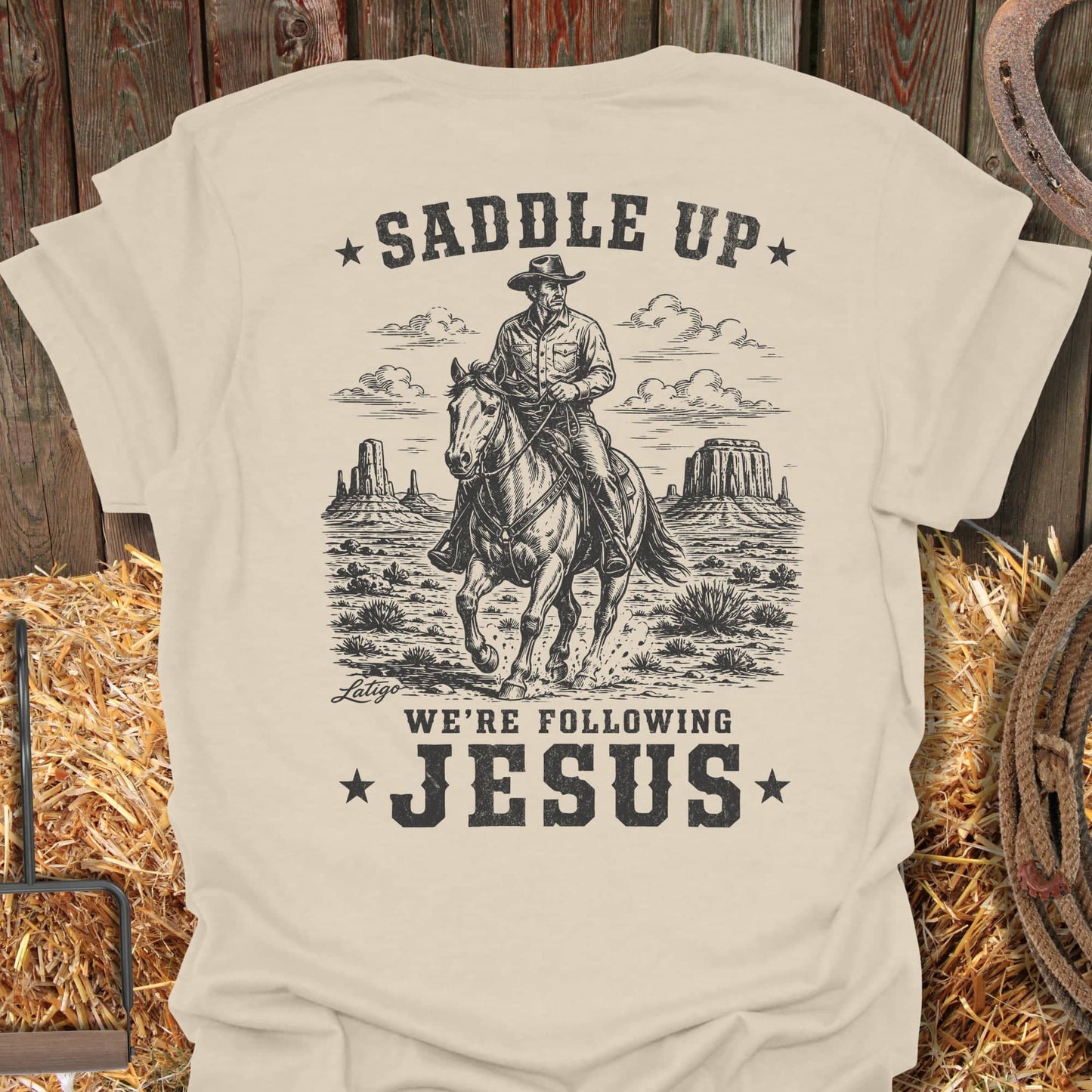 Printify T-Shirt Natural / S Saddle Up Tee