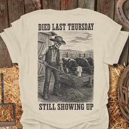 Printify T-Shirt Natural / S Still Showing Up Tee