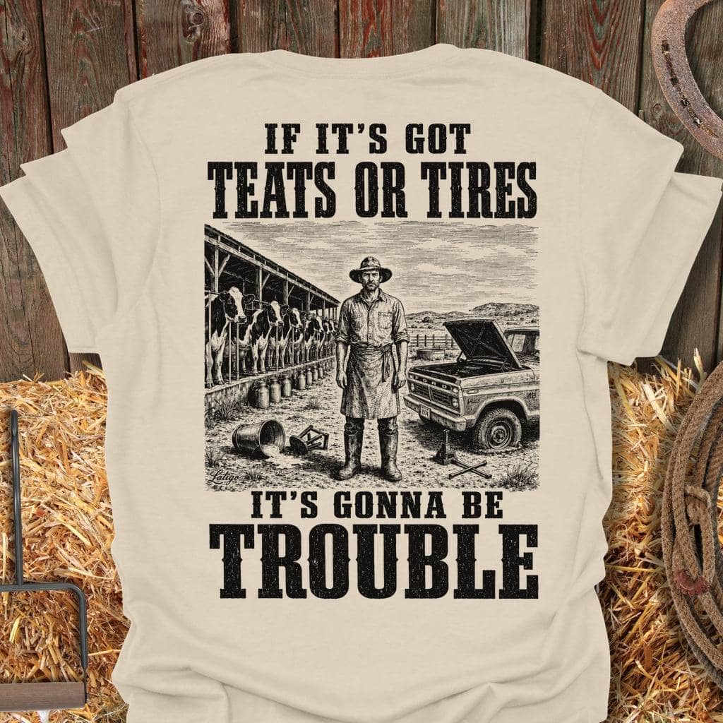 Printify T-Shirt Natural / S Teats Or Tires Tee