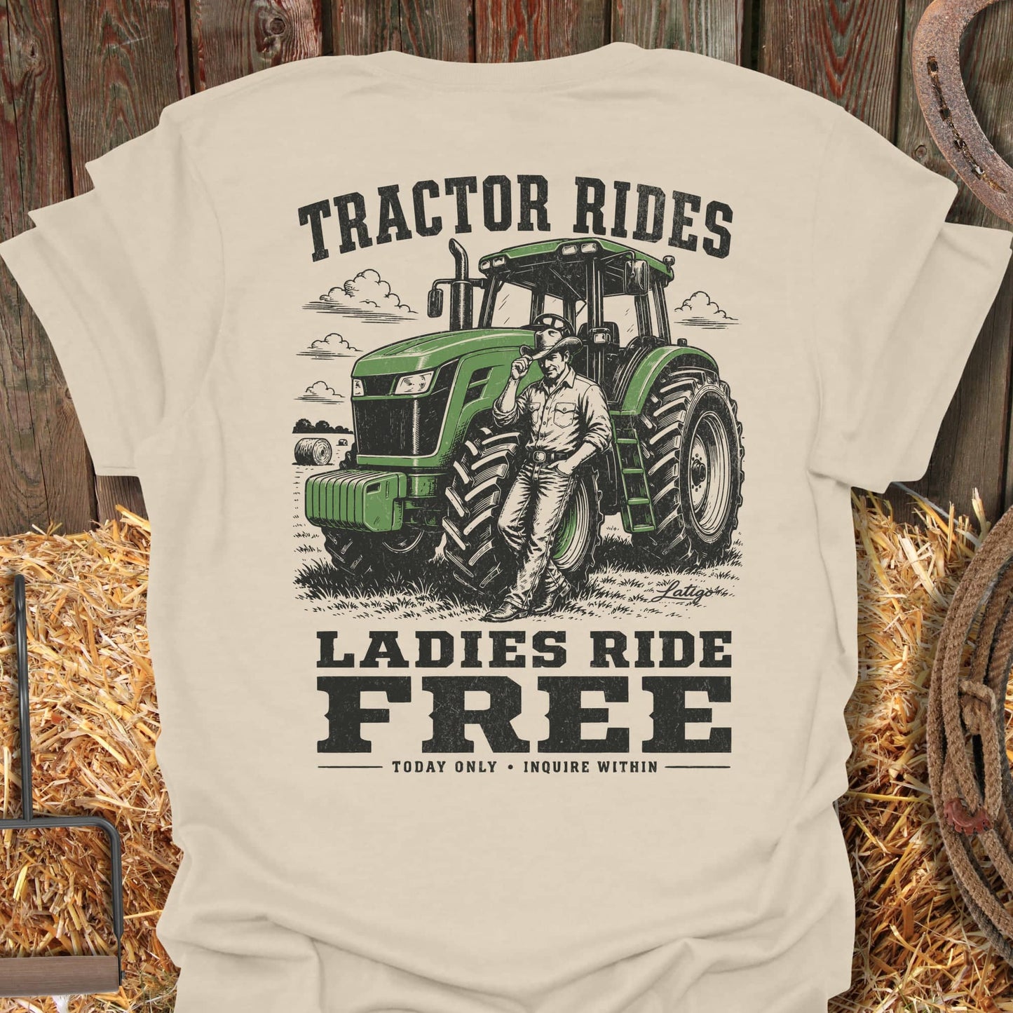 Printify T-Shirt Natural / S Tractor Rides Tee