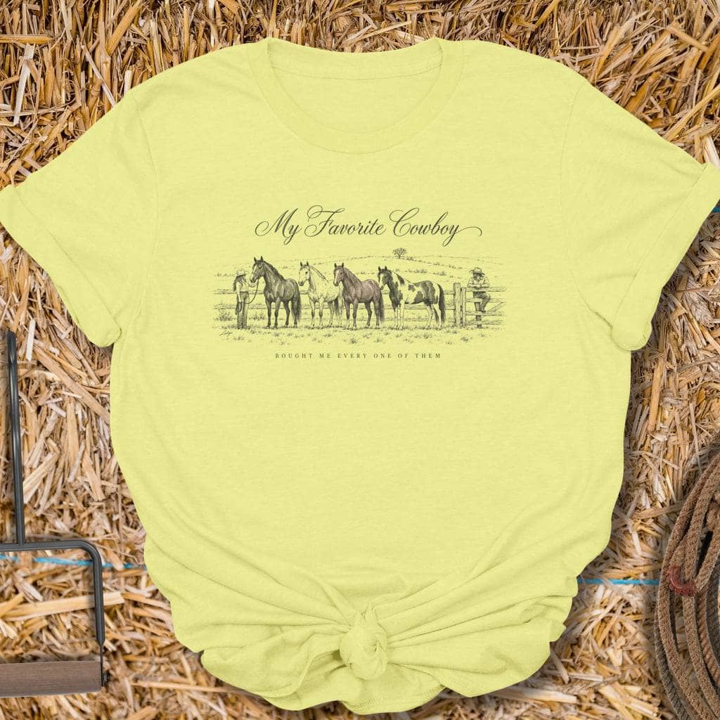 Printify T-Shirt S / Cornsilk Favorite Cowboy Tee